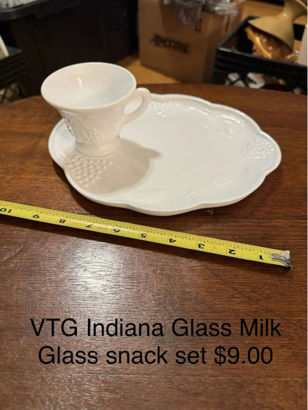 Vintage Indiana Glass Milk Glass Snack set